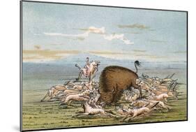 Bison and Coyotes-George Catlin-Mounted Art Print