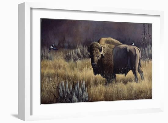 Bison and Magpies-Wilhelm Goebel-Framed Giclee Print