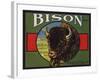 Bison Brand - Upland, California - Citrus Crate Label-Lantern Press-Framed Art Print