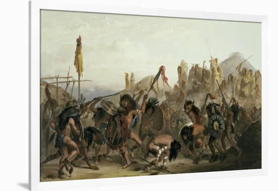 Bison-Dance of the Mandan Indians in Front of Their Medicine Lodge in Mih-Tutta-Hankush-Karl Bodmer-Framed Giclee Print