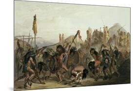 Bison-Dance of the Mandan Indians in Front of Their Medicine Lodge in Mih-Tutta-Hankush-Karl Bodmer-Mounted Premium Giclee Print