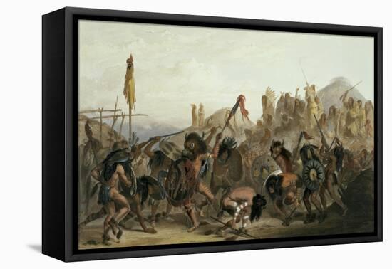 Bison-Dance of the Mandan Indians in Front of Their Medicine Lodge in Mih-Tutta-Hankush-Karl Bodmer-Framed Stretched Canvas