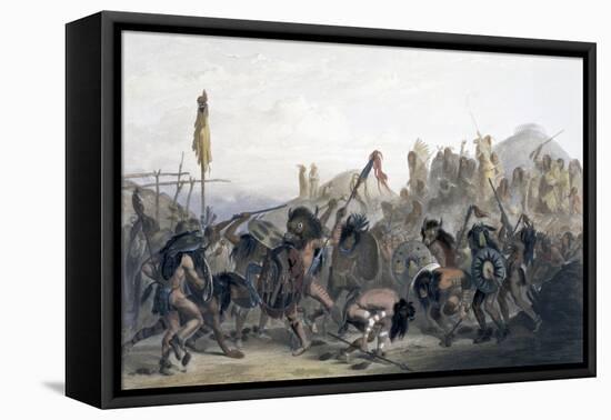 'Bison-Dance of the Mandan Indians in front of their Medicine Lodge in the Mih-Tutta-Hankush', 1843-Alexandre Manceau-Framed Stretched Canvas