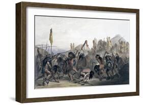'Bison-Dance of the Mandan Indians in front of their Medicine Lodge in the Mih-Tutta-Hankush', 1843-Alexandre Manceau-Framed Giclee Print