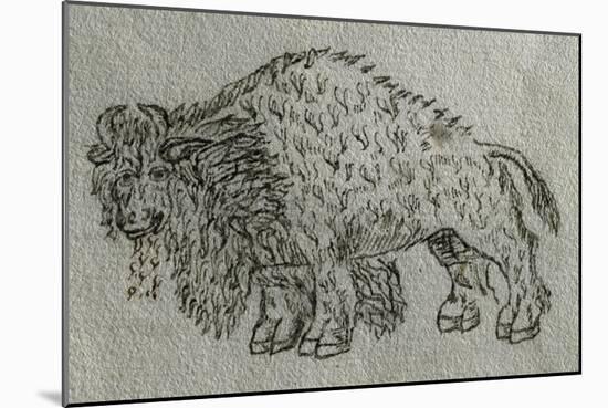 Bison, Drawing, 16th Century-null-Mounted Giclee Print