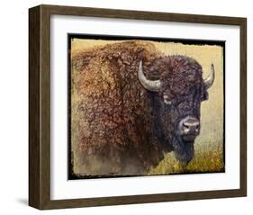 Bison Facing Right-Chris Vest-Framed Art Print