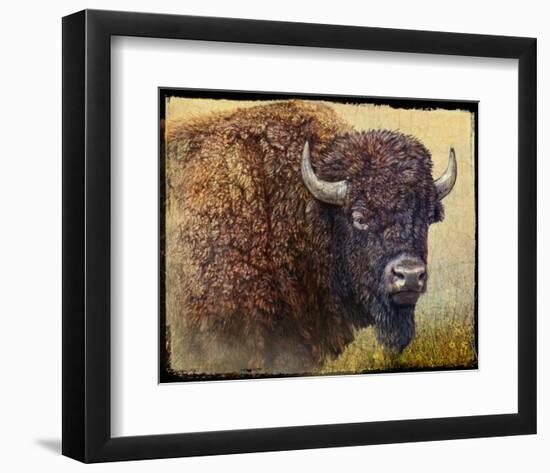 Bison Facing Right-Chris Vest-Framed Art Print