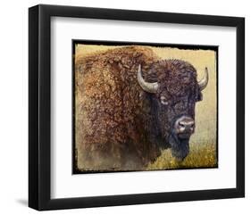 Bison Facing Right-Chris Vest-Framed Art Print