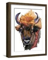 Bison. Forest Animal Watercolor Illustration-Faenkova Elena-Framed Art Print