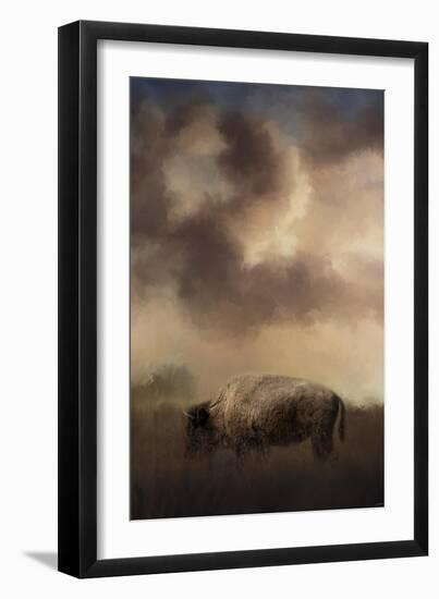 Bison Grazing at Sunrise-Jai Johnson-Framed Premium Giclee Print