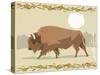 Bison in a Decorative Illustration-Artistan-Stretched Canvas