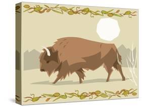Bison in a Decorative Illustration-Artistan-Stretched Canvas
