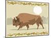 Bison in a Decorative Illustration-Artistan-Mounted Art Print