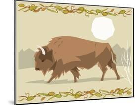 Bison in a Decorative Illustration-Artistan-Mounted Art Print