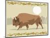 Bison in a Decorative Illustration-Artistan-Mounted Art Print