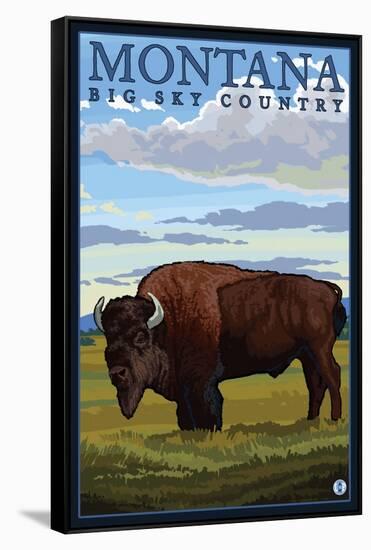 Bison, Montana-Lantern Press-Framed Stretched Canvas