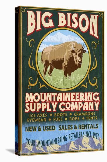 Bison Mountaineering - Vintage Sign-Lantern Press-Stretched Canvas