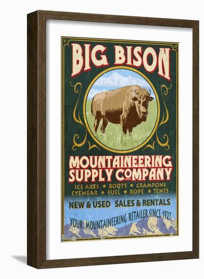 Bison Mountaineering - Vintage Sign-Lantern Press-Framed Art Print