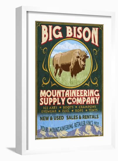 Bison Mountaineering - Vintage Sign-Lantern Press-Framed Art Print