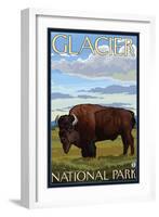 Bison Scene, Glacier National Park, Montana-Lantern Press-Framed Art Print