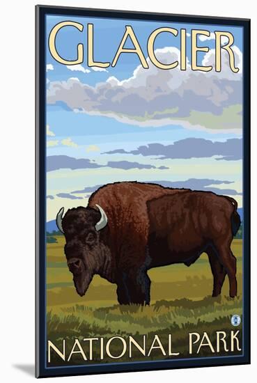 Bison Scene, Glacier National Park, Montana-Lantern Press-Mounted Art Print