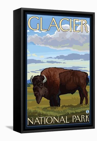 Bison Scene, Glacier National Park, Montana-Lantern Press-Framed Stretched Canvas