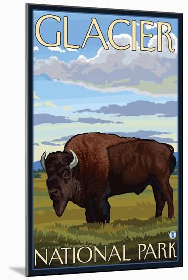 Bison Scene, Glacier National Park, Montana-Lantern Press-Mounted Art Print