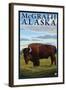 Bison Scene, McGrath, Alaska-Lantern Press-Framed Art Print