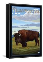 Bison Scene, West Yellowstone, Montana-Lantern Press-Framed Stretched Canvas