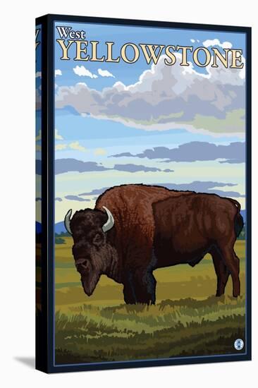 Bison Scene, West Yellowstone, Montana-Lantern Press-Stretched Canvas