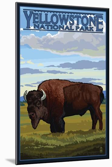 Bison Scene, Yellowstone National Park-Lantern Press-Mounted Art Print