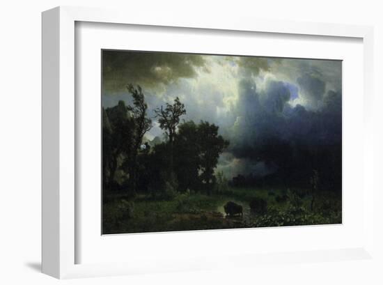 Bison Trail: Approaching Storm-Albert Bierstadt-Framed Premium Giclee Print