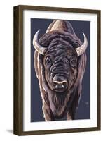 Bison Up Close-Lantern Press-Framed Art Print