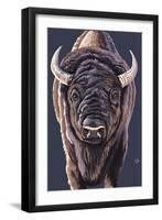 Bison Up Close-Lantern Press-Framed Art Print