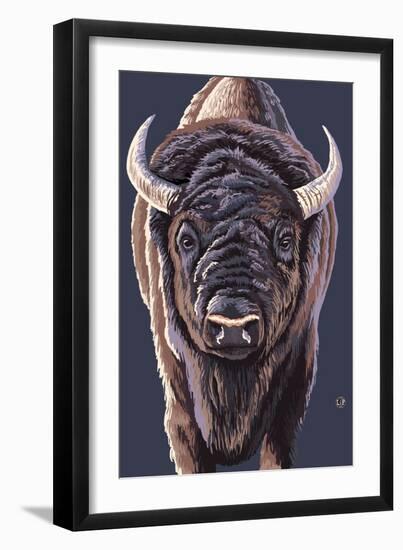 Bison Up Close-Lantern Press-Framed Art Print