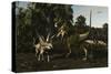 Bistahieversor Attacking a Pair of Pentaceratops-null-Stretched Canvas