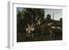 Bistahieversor Attacking a Pair of Pentaceratops-null-Framed Art Print