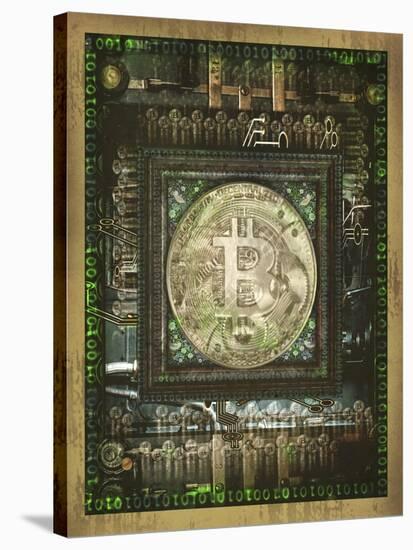 Bitcoin Steam Punk-Old Red Truck-Stretched Canvas