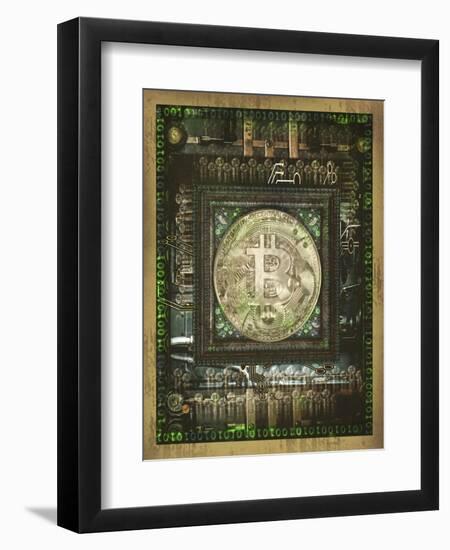 Bitcoin Steam Punk-Old Red Truck-Framed Giclee Print