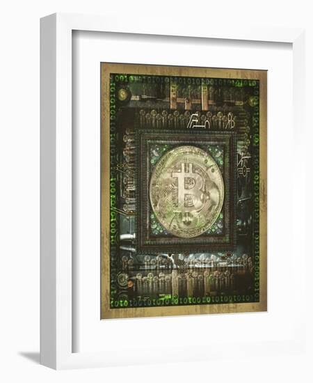 Bitcoin Steam Punk-Old Red Truck-Framed Giclee Print