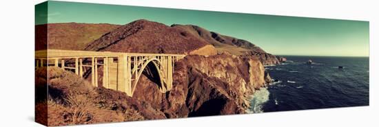 Bixby Bridge Panorama as the Famous Landmark in Big Sur California.-Songquan Deng-Stretched Canvas