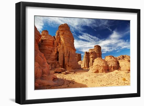 Bizarre Sandstone Cliffs in Sahara Desert, Tassili N'ajjer, Algeria-DmitryP-Framed Photographic Print