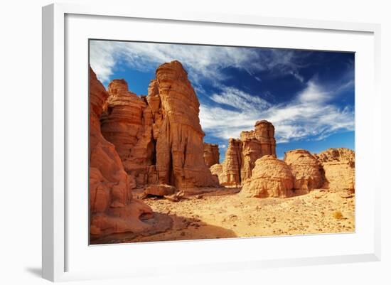 Bizarre Sandstone Cliffs in Sahara Desert, Tassili N'ajjer, Algeria-DmitryP-Framed Photographic Print