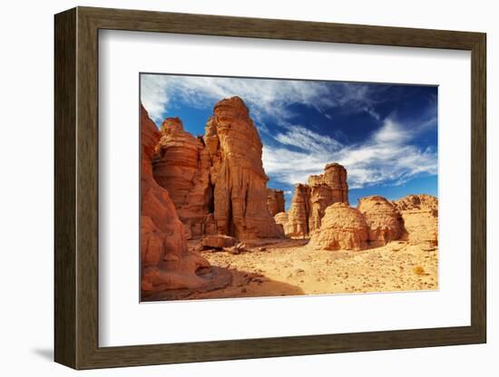 Bizarre Sandstone Cliffs in Sahara Desert, Tassili N'ajjer, Algeria-DmitryP-Framed Photographic Print