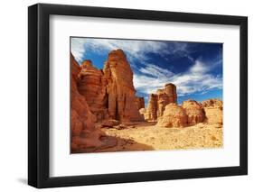 Bizarre Sandstone Cliffs in Sahara Desert, Tassili N'ajjer, Algeria-DmitryP-Framed Photographic Print
