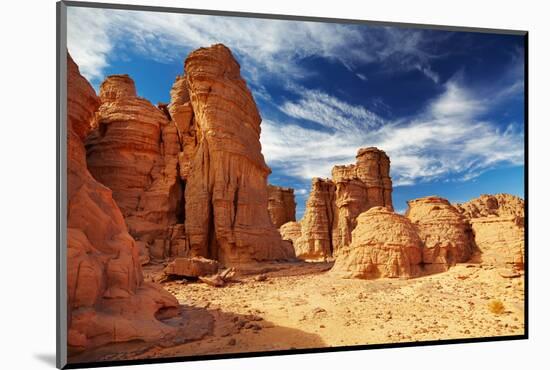 Bizarre Sandstone Cliffs in Sahara Desert, Tassili N'ajjer, Algeria-DmitryP-Mounted Photographic Print