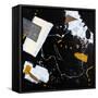 Black abstract with objects-Hyunah Kim-Framed Stretched Canvas