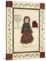 Black and Red Snowwoman with Red House-Debbie McMaster-Stretched Canvas