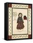 Black and Red Snowwoman with Red House-Debbie McMaster-Framed Stretched Canvas