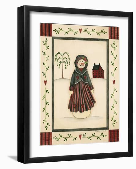 Black and Red Snowwoman with Red House-Debbie McMaster-Framed Giclee Print